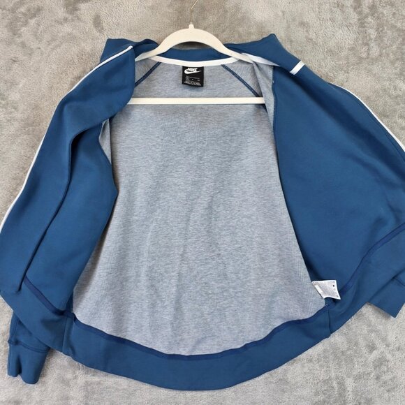 Nike Fleece Hoodie Jacket Womens Small Blue Full Zip Pockets Swoosh 930757-474 - Picture 8 of 12
